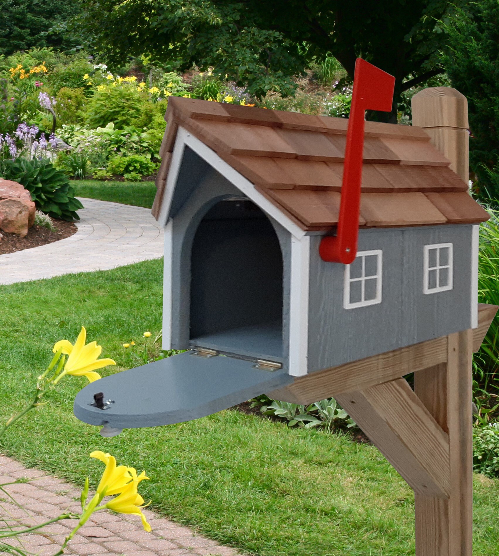 Amish Mailbox Handmade Wooden Gray Barn Style With a Etsy