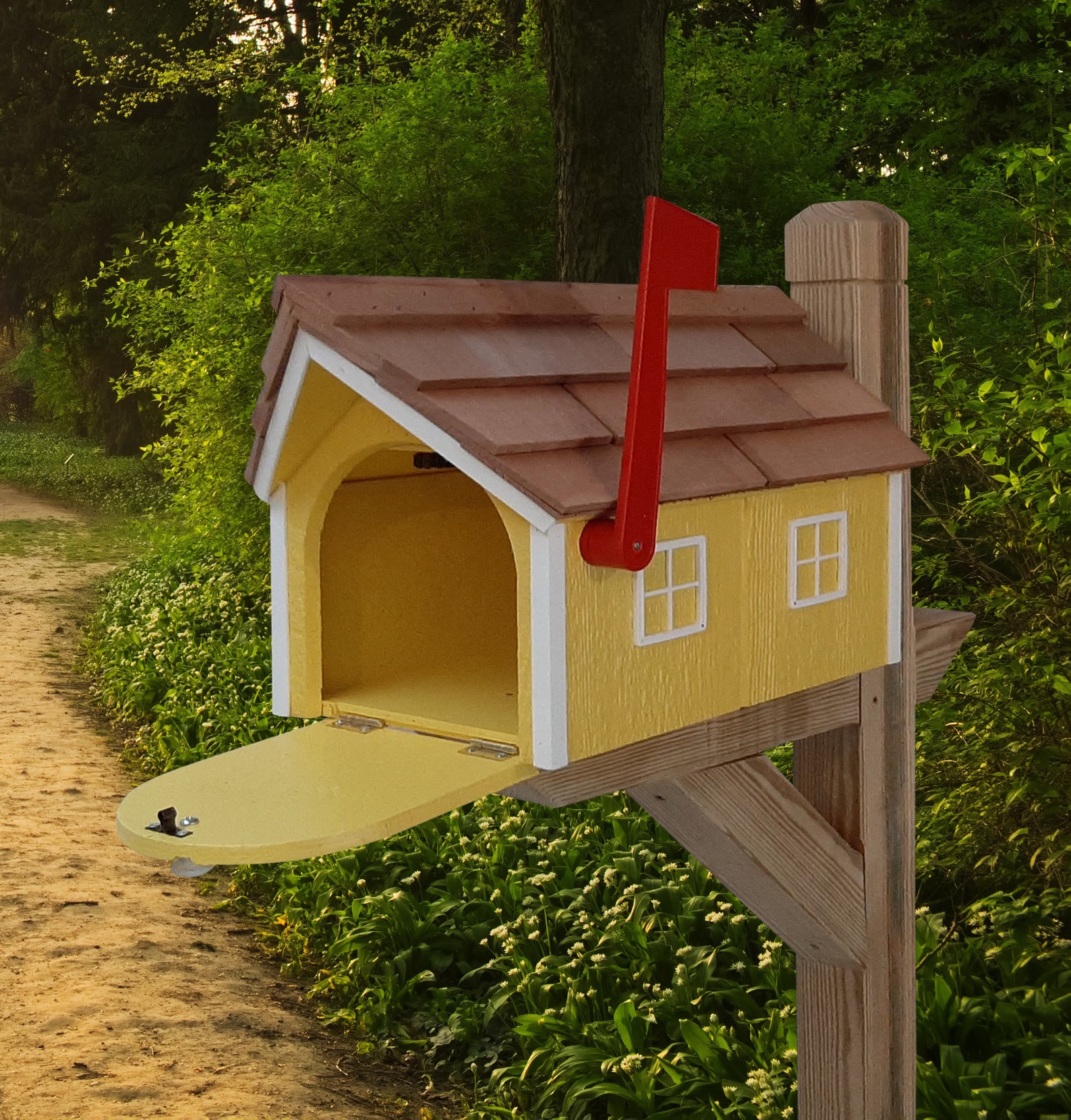 Amish Mailbox Yellow Handmade Wooden Barn Style With a Etsy New Zealand
