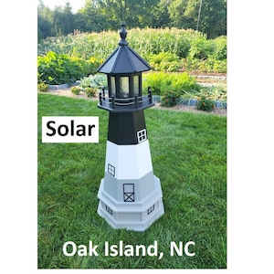 Oak Island Lighthouse - Solar - Amish Made - Landmark Replica - Backyard Decor