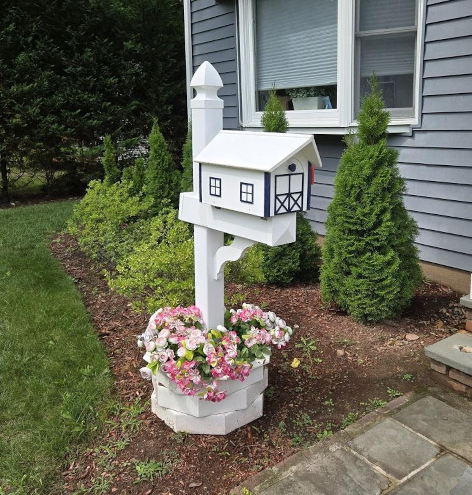 Mailbox + Post + Planter Kit, Amish Handmade, Poly Planter for Mailbox