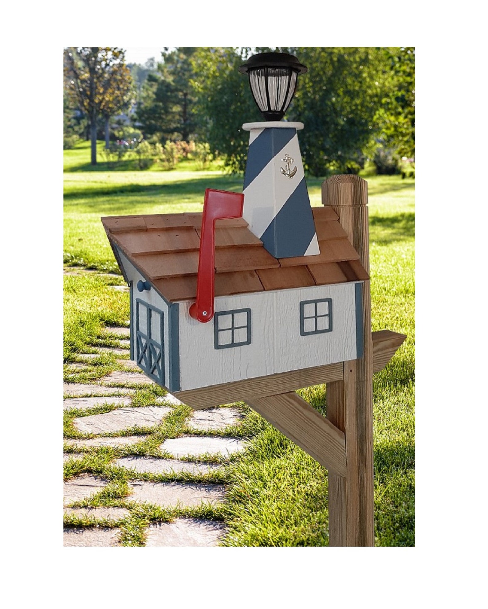 Sandy Hook Solar Lighthouse Amish Mailbox