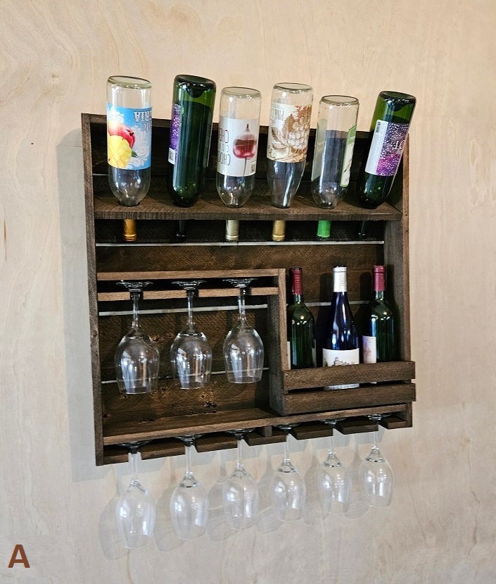 Rustic Wine Rholder Rustic Wine Shelf - Wall Mounted - Amish Handmade Wine Holder - Wine ...