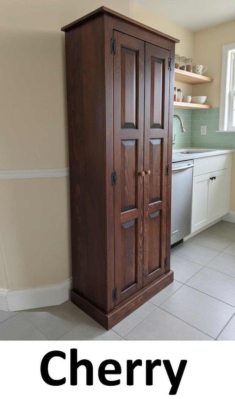 Amish Handmade Pantry Cabinet - Large Jelly Cabinet - Multipurpose Cabinet - Farmhouse-Cupboard - Storage - Rustic - Case Goods - Home Decor Cherry