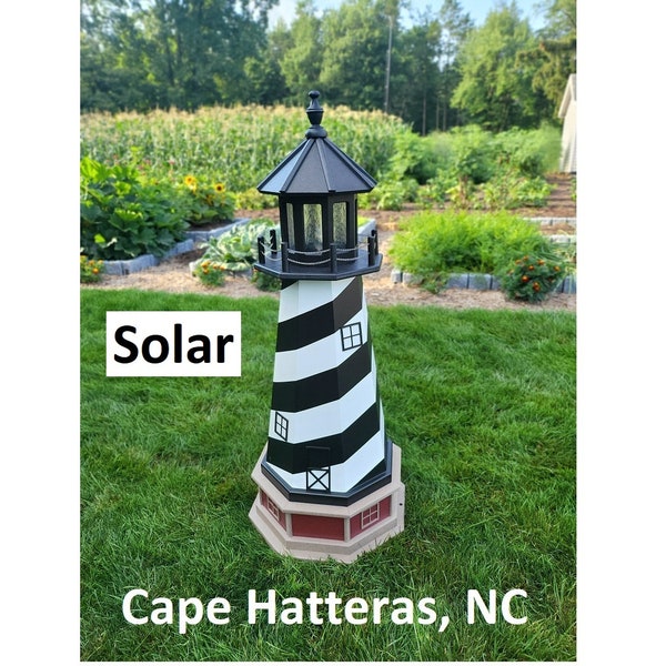 Cape Hatteras Solar Lighthouse - Amish Made - Landmark Replica - Lawn Ornament