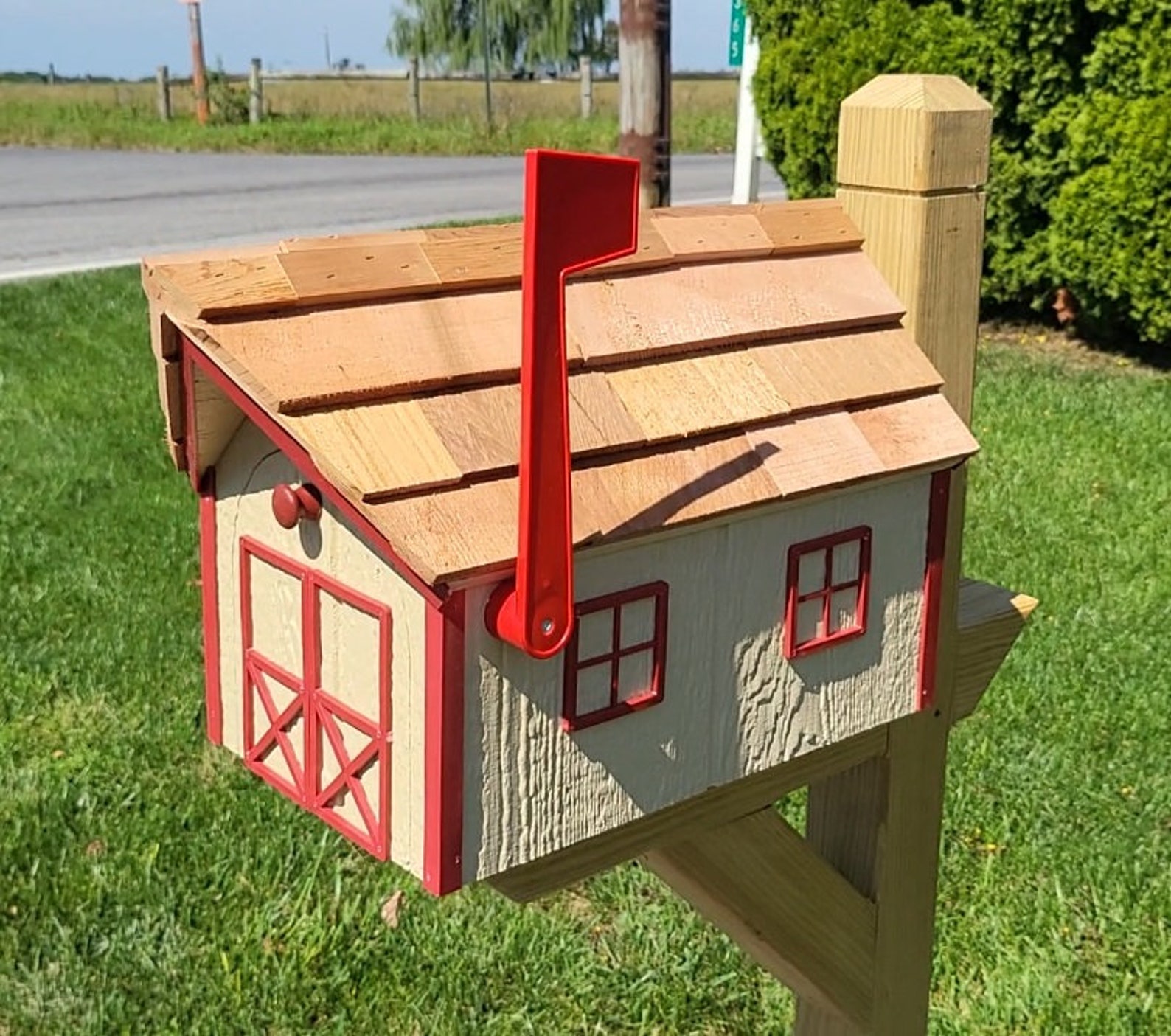 Amish Mailbox - Handmade - Wooden - Beige - Barn Style - With a Tall ...