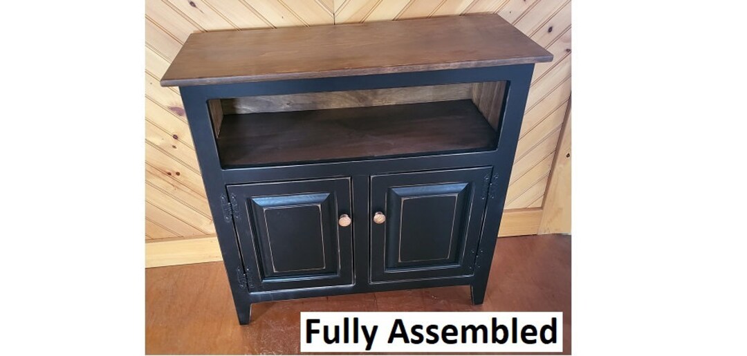 2 Door Fully Assembled TV Stand Primitive Storage TV