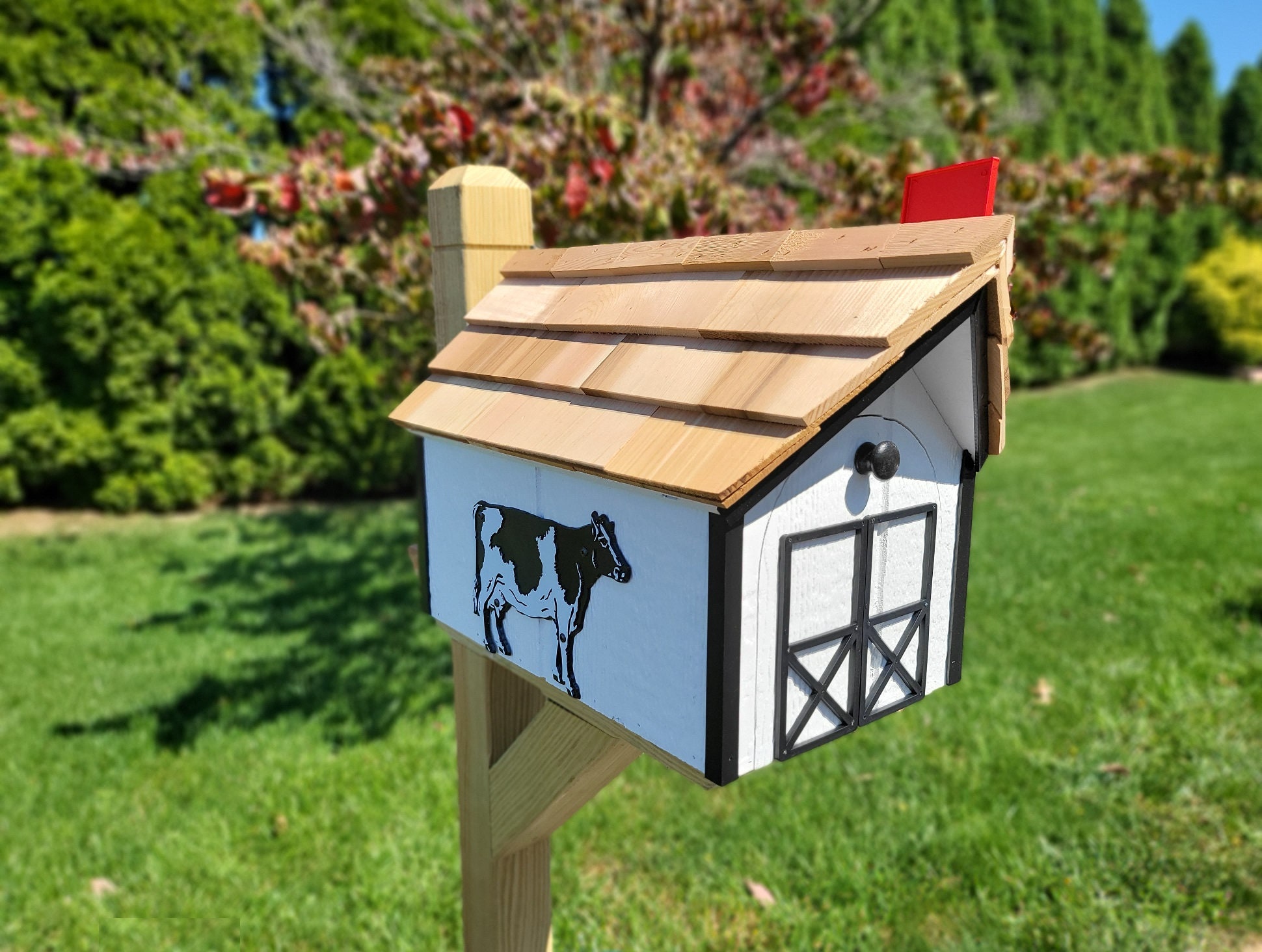 Innovative Fabricators Cow Cattle Mailbox Topper - Laser Cut Steel, Black Wrinkle Finish, 12" Wide
