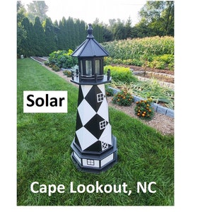 Cape Lookout Lighthouse - Solar - Amish Made - Landmark Replica - Backyard Decor