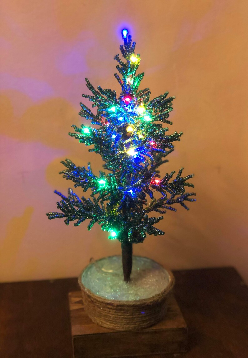 Green Seed Bead Christmas Tree Etsy