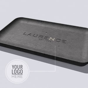 Personalised concrete tray | Cooperative present | Company merchandise | Company logo concrete desk tray |  Customisable logo catchall tray