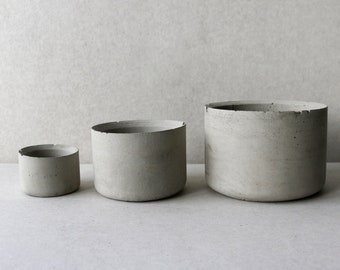 Set of 3 concrete planters | Round minimalistic concrete planters | Succulent planter pots