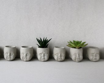 Emotion baby head planter | Concrete head planter | Succulent doll head pot