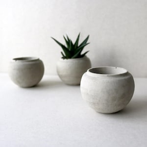 Set van 3 betonnen plantenbakken | Bol minimalistische betonnen plantenbakken | Vetplantenpotten
