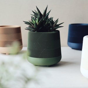 Curated visual reference: Dark Green Zig Zag Pattern Planters With Saucer Plates On Photo Inspiration