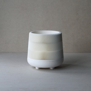 White Planters With Zig Zag Line Pattern And Saucer Plates Photo Inspiration