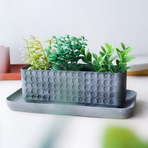 Dark grey concrete tray for planters | Minimalist tray | Planter saucer | Planter pot tray | gardening gift | vanity tray