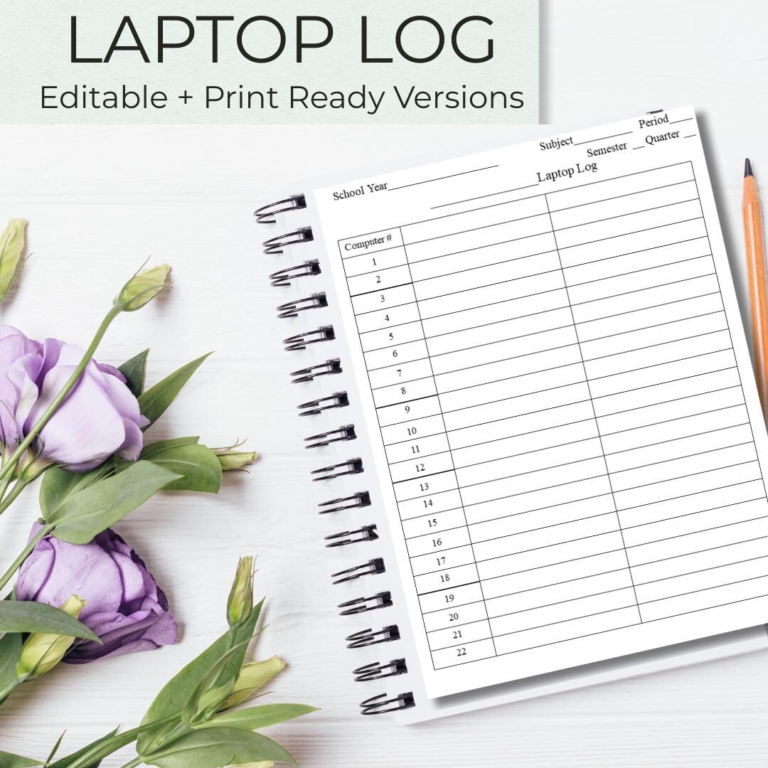 Classroom Laptop Log | Student Computer Log | Editable - Etsy