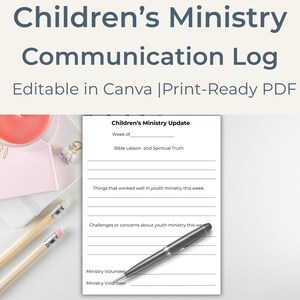Editable Children’s Church Team Log & Reflection Sheet