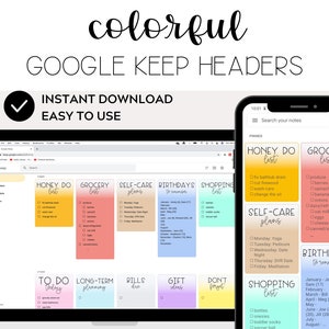 Google Keep Headers, Niedliche Schriftarten, Bunt