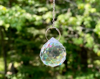 Small suncatcher, Hanging crystal prism, Handmade sun catcher, Window decorative, Hanging glass prism, Rainbow