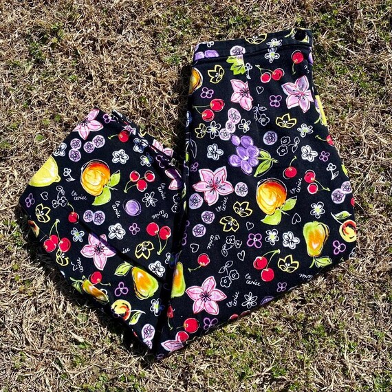 Vintage 90s Bright Floral Fruit Print 