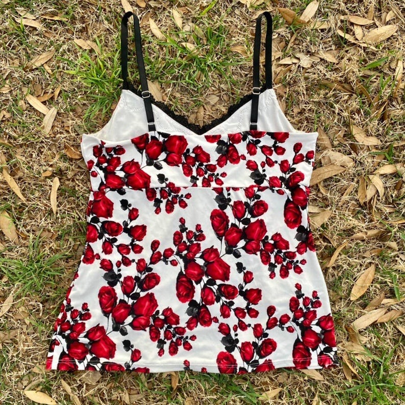 lace cami top Vintage Y2K romantic goth floral