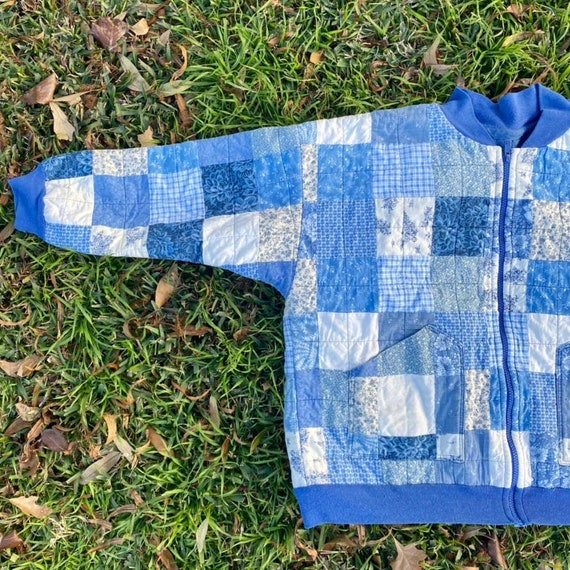 Vintage 60s-70s robins egg quilted patchwork bombe