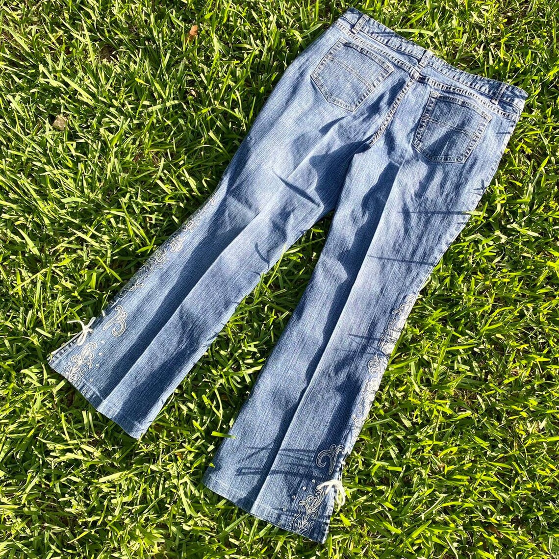 y2k lace up jeans