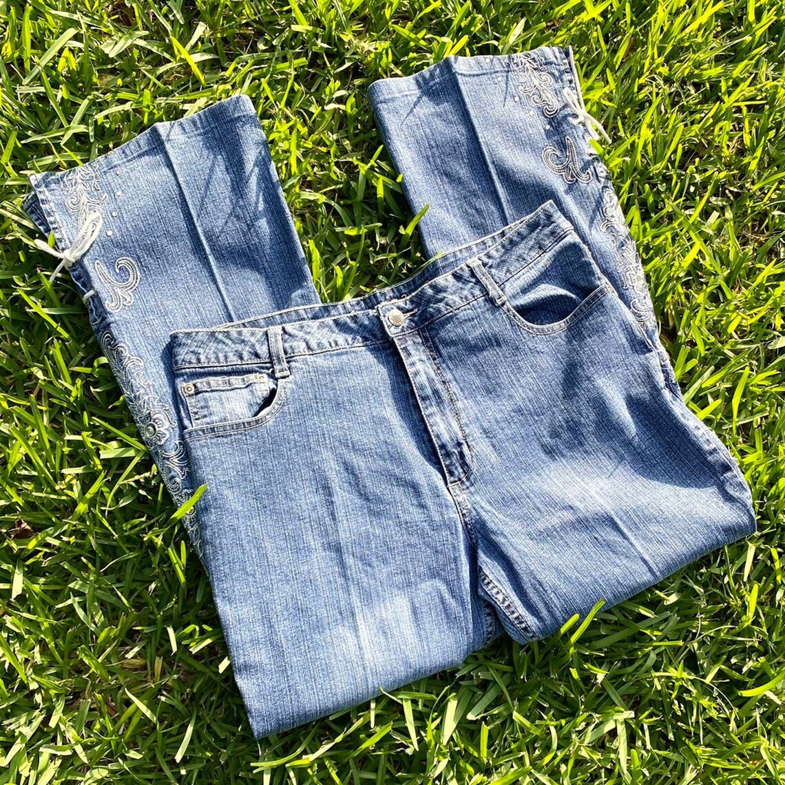 y2k lace up jeans