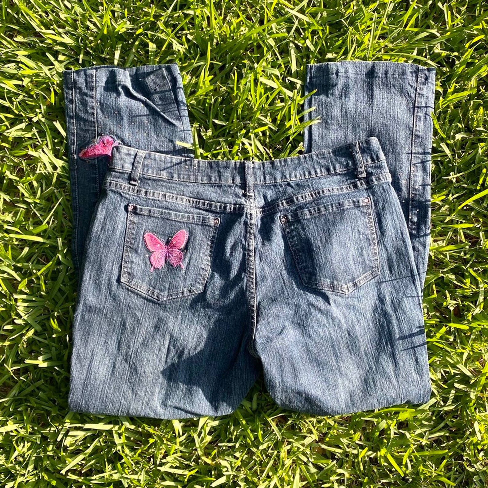Vintage y2k butterfly embroidered jeans Etsy