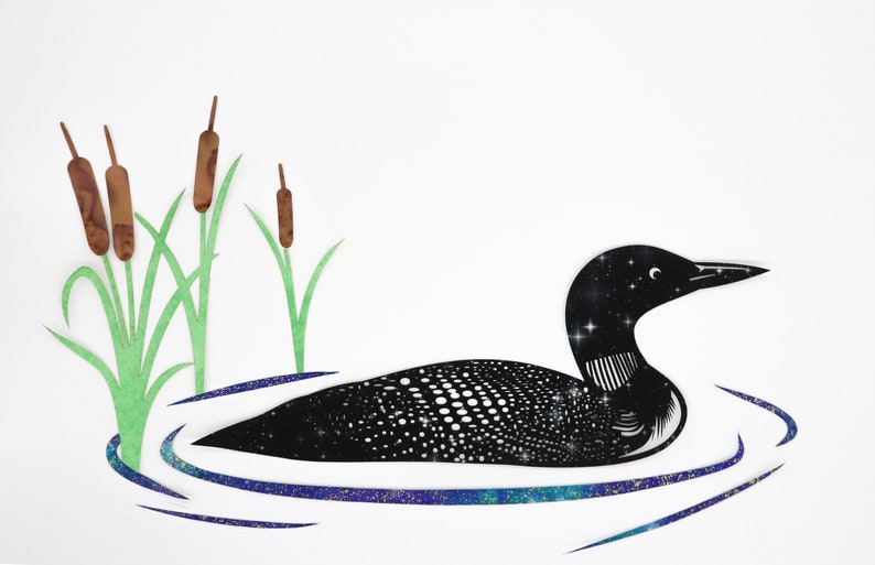 Laser Cut Fusible Fabric Appliques Loon Scene With Cattails Etsy