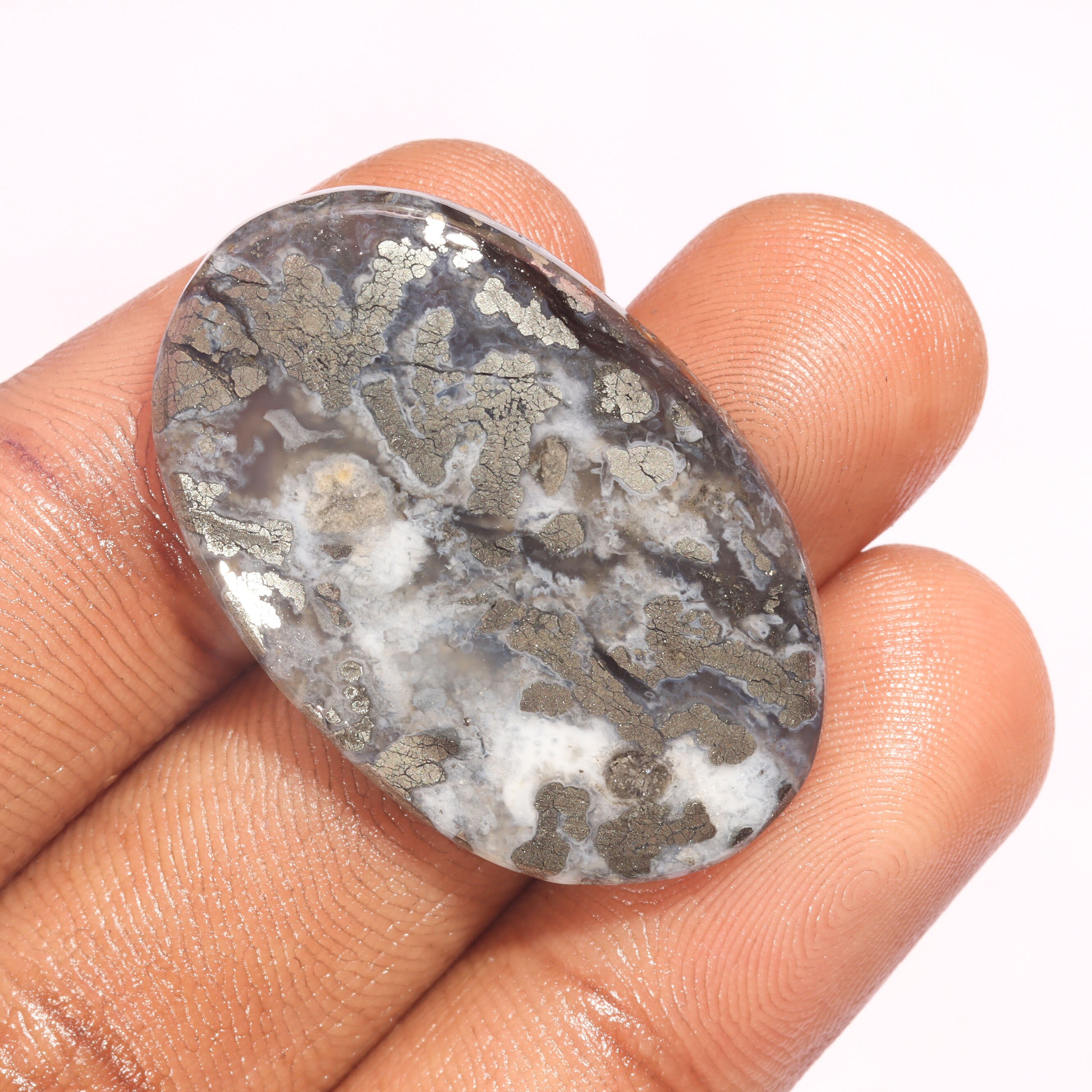 35X24X6 mm SS 7687 55Crt Designer Cabochon For Jewellery Making MARCASITE AGATE Cabochon Loose Gemstone Oval Shape 35X24X6 mm SS 7687 55Crt Designer Cabochon For Jewellery Making MARCASITE AGATE Cabochon Loose Gemstone Oval Shape