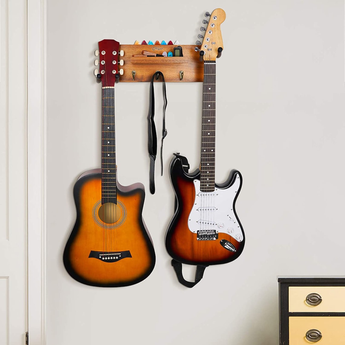Guitar Wall Mount With 2 Rotatable Rubber Hook Wood Guitar Etsy