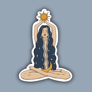 Sun Moon Witch Sticker, Witchy Woman, Mystical Waterproof Sticker, Witchy Fridge Magnet, Celestial Waterbottle Sticker,Hydroflask Decal