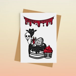 Spooky Birthday Greeting Card, Friend Card, Goth Birthday Card, Skull Birthday