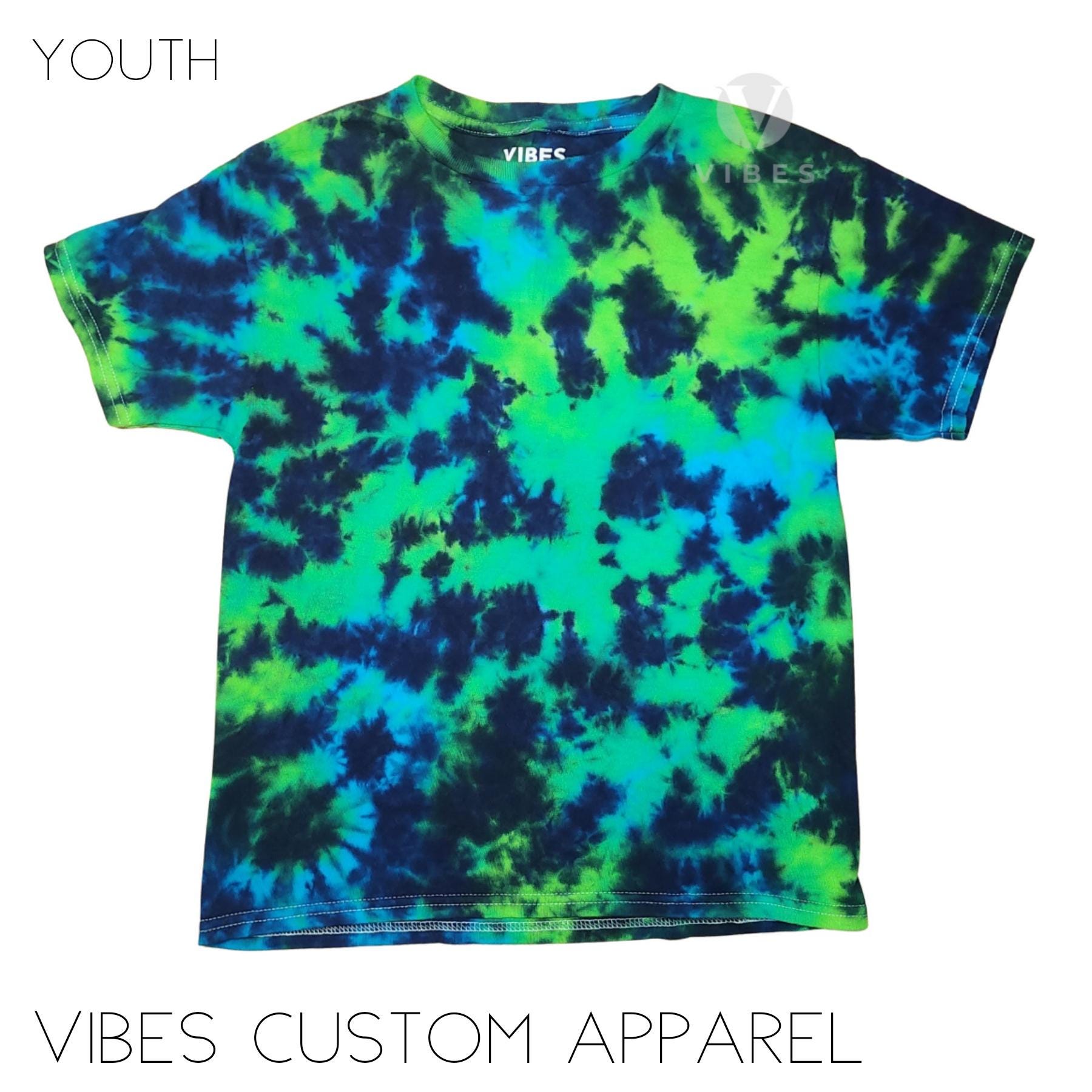 Youth Electric Jungle Green and Blue Unisex Tie Dye T-shirt - Etsy
