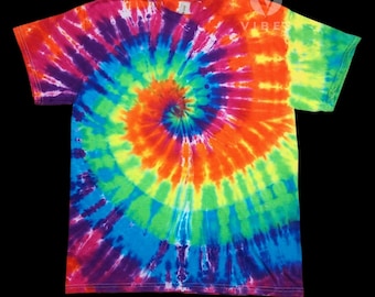 T-shirt unisexe psychédélique arc-en-ciel spirale tie-dye