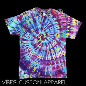 Rainbow Galaxy Vortex Spiral tie dye hippie unisex t-shirt, long sleeve