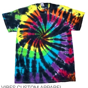 Retro Radiance Black And Rainbow Spiral Unisex Tie Dye T-Shirt