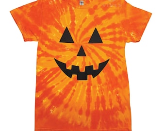 T-shirt d'Halloween unisexe citrouille, citrouille, orange, tie-dye