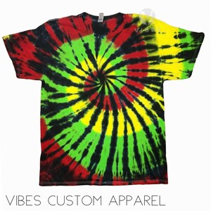 Red, yellow, green and black Rasta Spiral tie dye unisex T-shirt