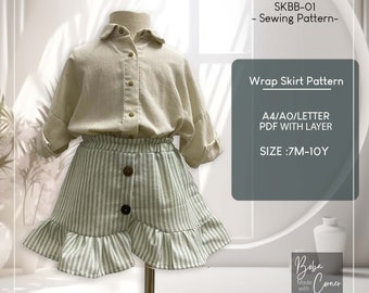 Mönster för volangkjol med omlott: Barn och baby (PDF-mönster)