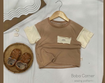 Raglan shirt, Boys sewing Pattern, Tshirt for Boys and Girl, Simple Sewing Pattern for Kids, [RG05]