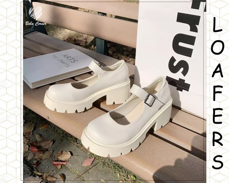 white chunky mary janes