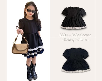 Girl's Ruffle Pinafore Top Sewing Pattern: Baby Dress, Apron (PDF Pattern)