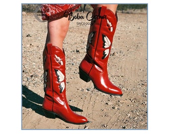 Red Cowboy Boots - Etsy