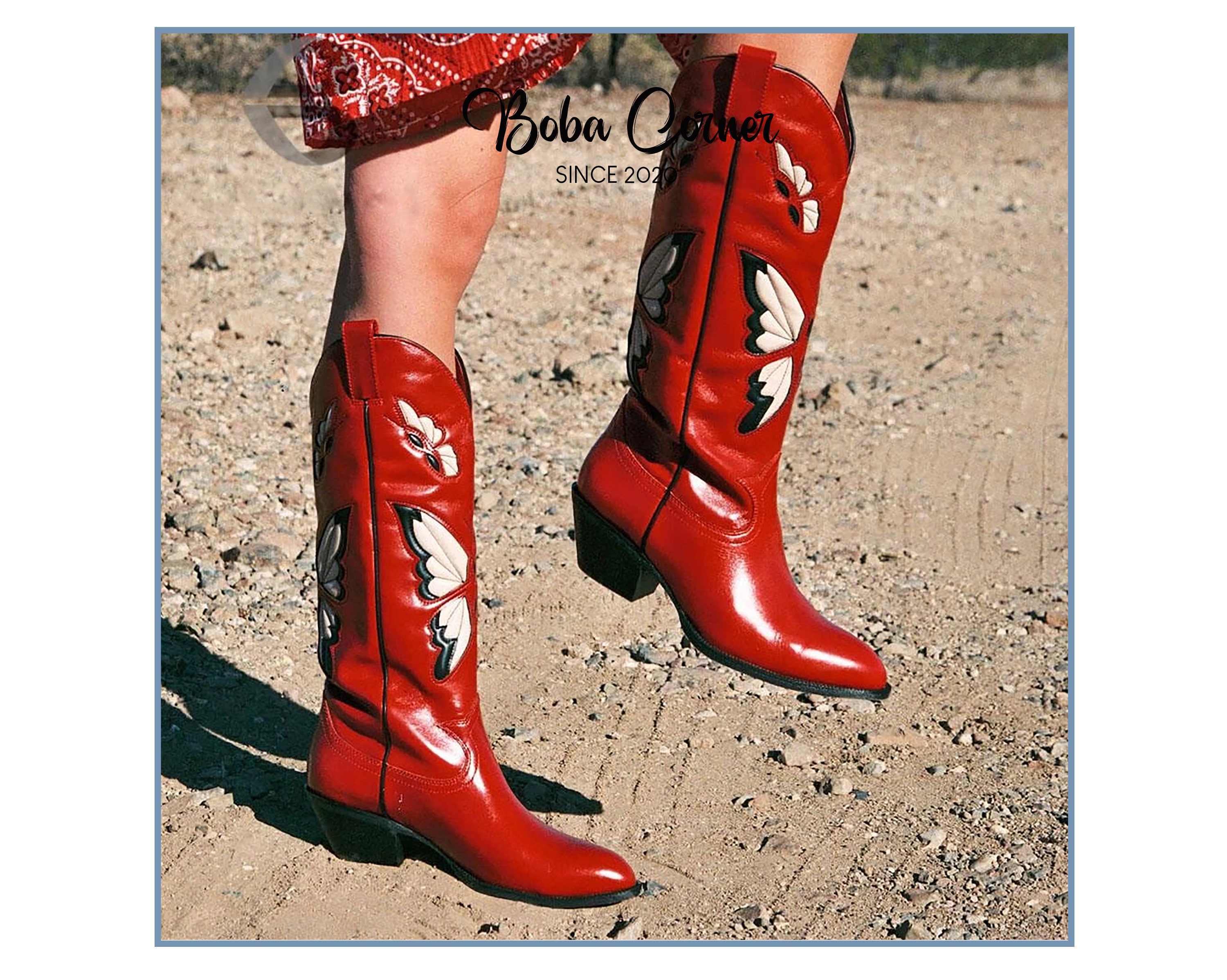 Red Cowboy Boots - Etsy