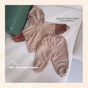 Hoodie Schnittmuster für Kinder, Hoodie Schnittmuster für Kind 0-10 Jahre alt