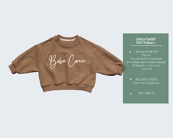 Kids Raglan Sweatshirt Sewing Pattern: Baby Sizes (PDF Pattern)