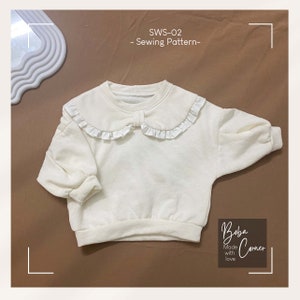 Sweatshirt pattern with collar, Girls Sweatshirt Sewing Pattern, Baby sweatshirt sewing pattern, , Baby sweatshirt pattern